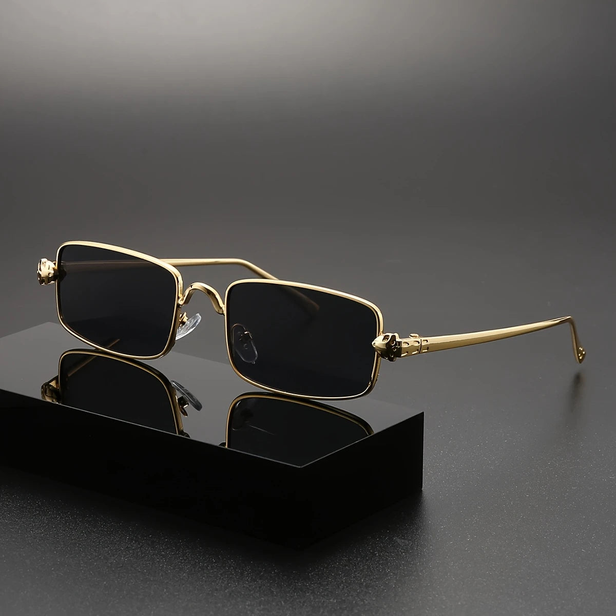 Men'S Vintage Square Frame Fashion Glasses, Copper Metal Texture