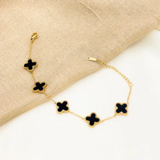 Clover Charm Bracelet (Black)